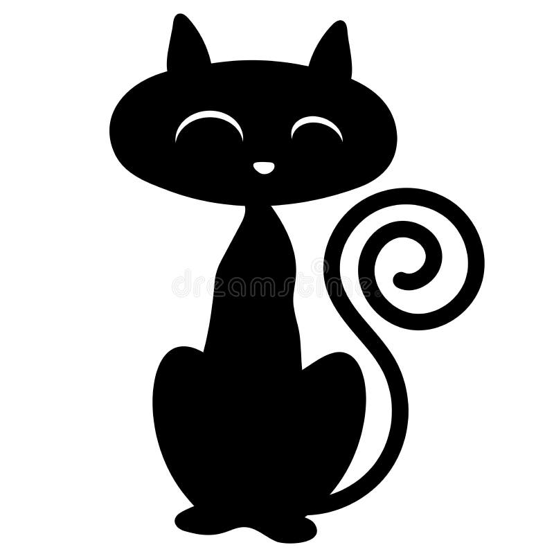 Black Cat Isolated on White Background Stock Vector - Illustration of
