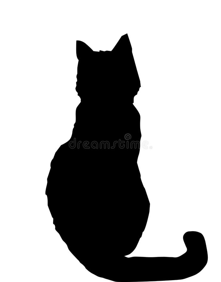Black cat silhouette isolated on white background. Vector