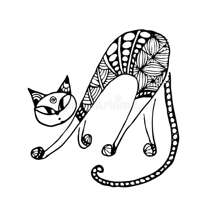 Black Cat, Zentangle Style for Your Design Stock Vector - Illustration ...