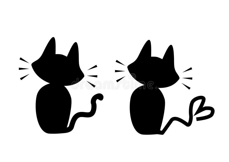 Silhouette of two cats Royalty Free Vector Image