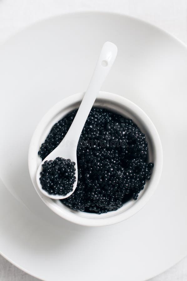 Black caviar in a bowl