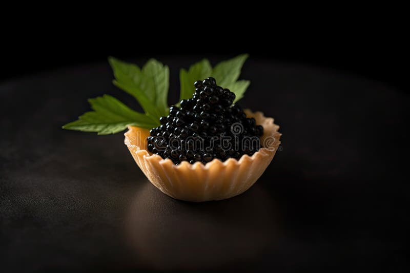 Black Caviar Snack, Sturgeon Delicatessen, Luxury Seafood, Premium Black Caviar, Abstract Generative Ai Illustration