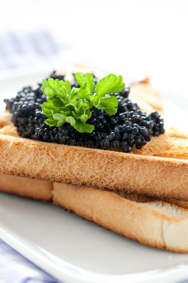 Black caviar on toast stock image. Image of topped, prepared - 19479667