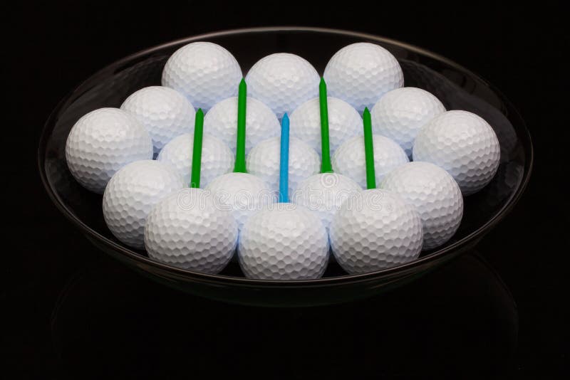 Black Ceramic Bowl Full of Golf Balls Stock Photo Image of reflection