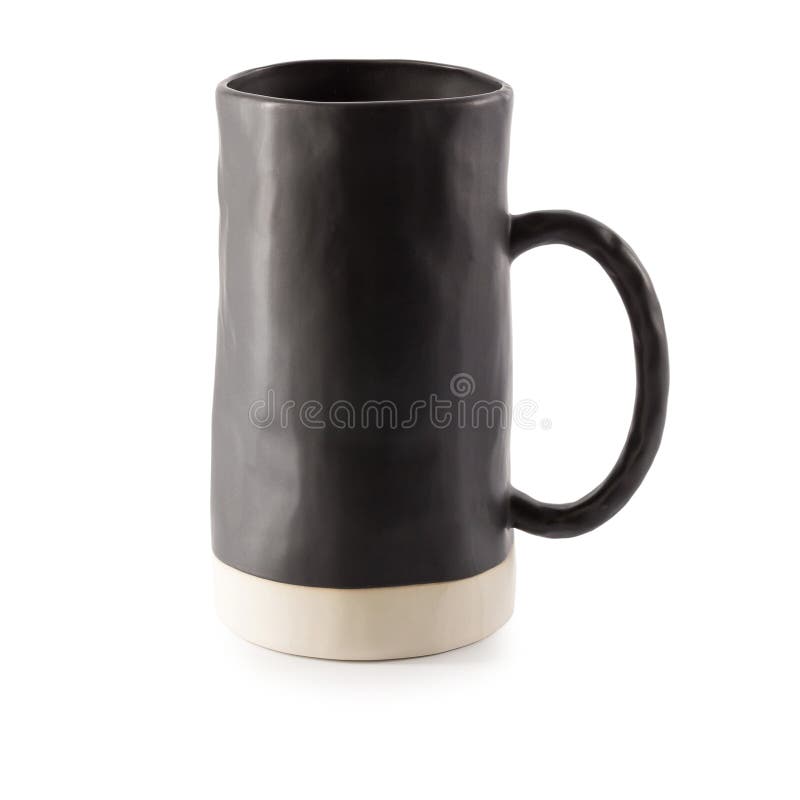 Black Ceramic Glass Isolated on a White Background Stock Photo Image