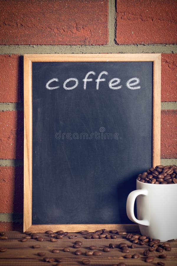 Black Chalkboard with Coffee Beans Stock Photo Image of empty, drink