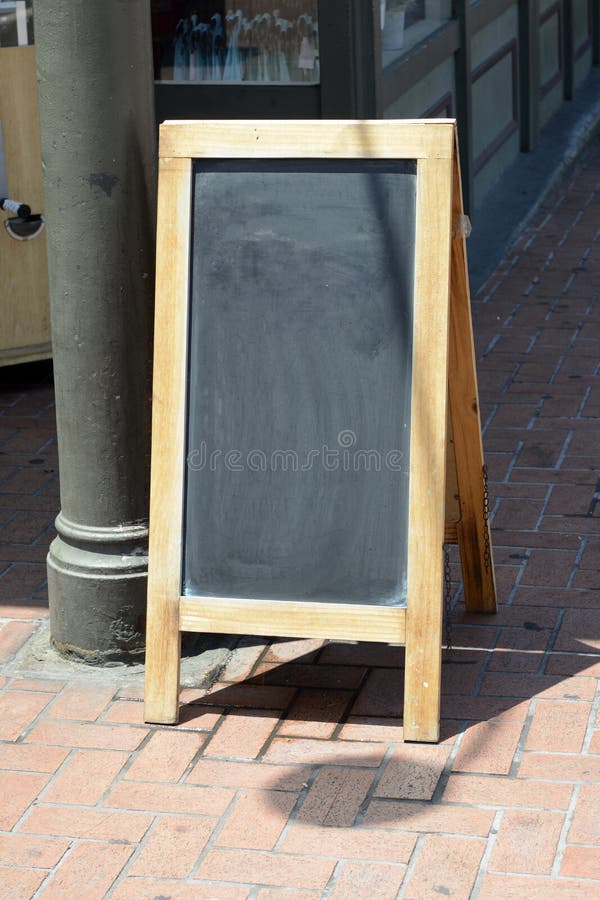 Black Chalkboard Sidewalk Sign Stock Photo - Image of design, chalk