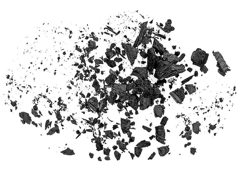 Black charcoal particles on white background, top view. Charcoal dust royalty free stock photo