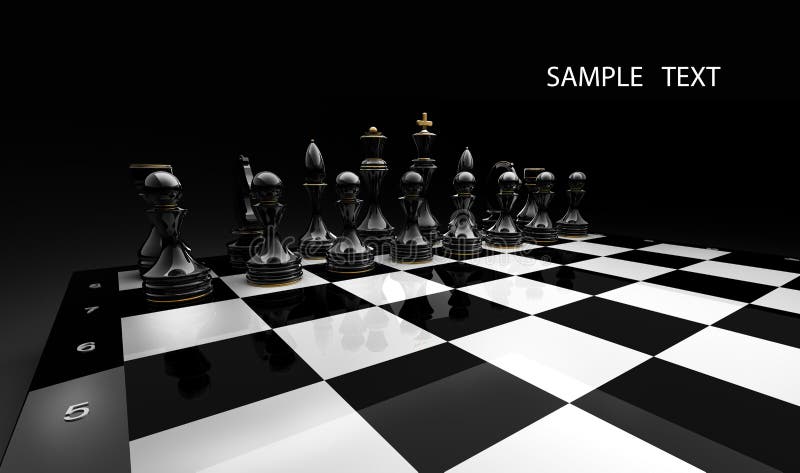 Black chess on a black 3d render royalty free illustration