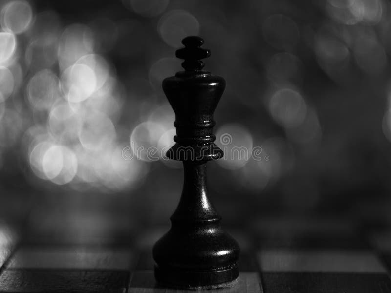 The Black Chess King with Great Background Stock Photo Image of