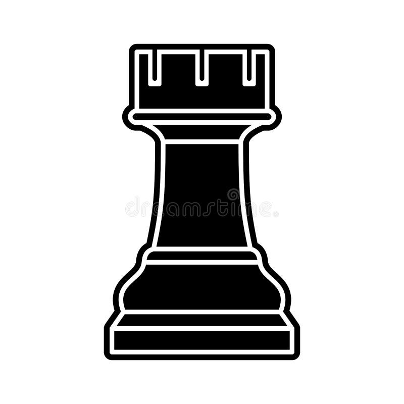 Black chess rook piece on white background vector illustration