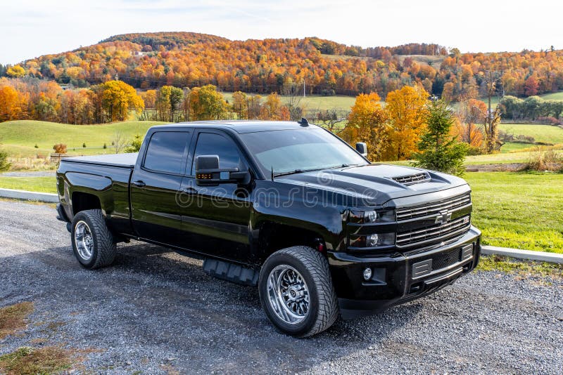 Black Chevrolet Silverado pickup truck royalty free stock images