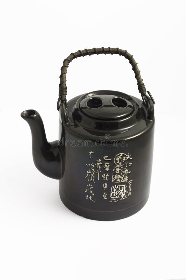 The Black Chinese Teapot on White Stock Photo Image of background