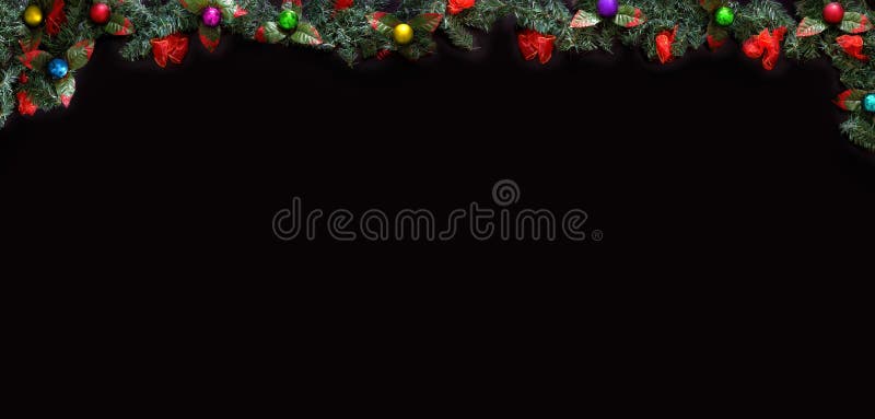 Black Christmas Background with Empty Copy Space. Decorative Xmas Frame for  Concept or Cards. Stock Image - Image of decor, dark: 81730471