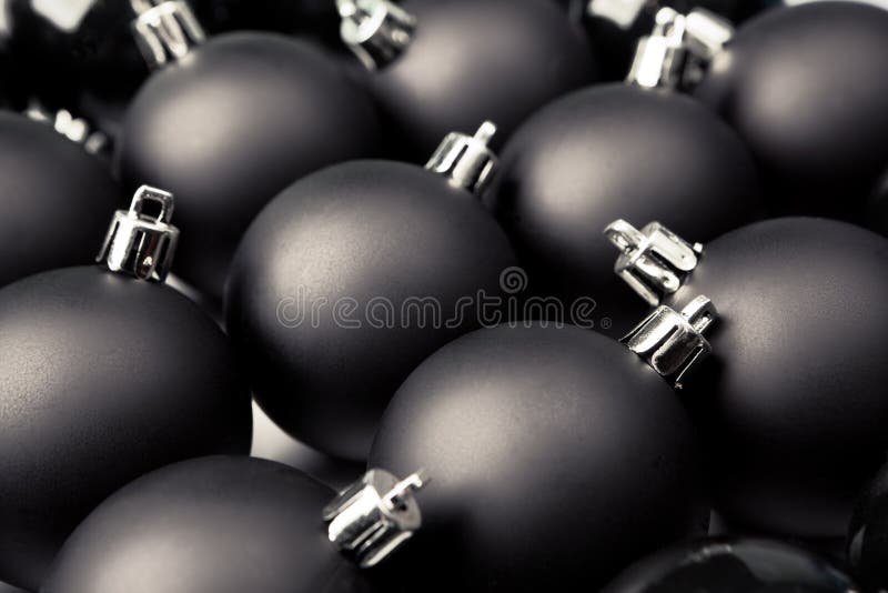 Black Christmas baubles stock photo. Image of objects 20737454