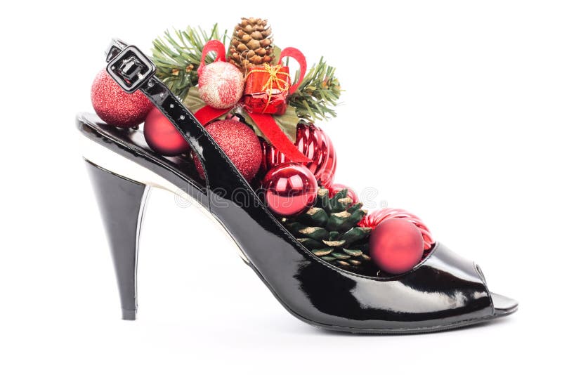 Black Christmas Decorations Isolated On White Stock Image 