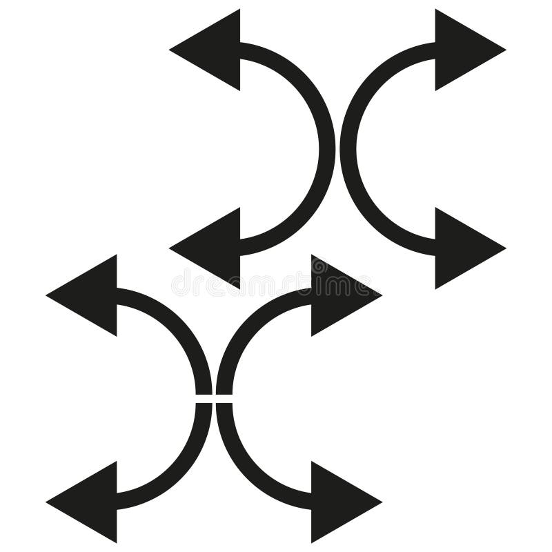 Black circular arrows. Directional flow symbols. Geometric arrow pattern. Vector icon design. vector illustration