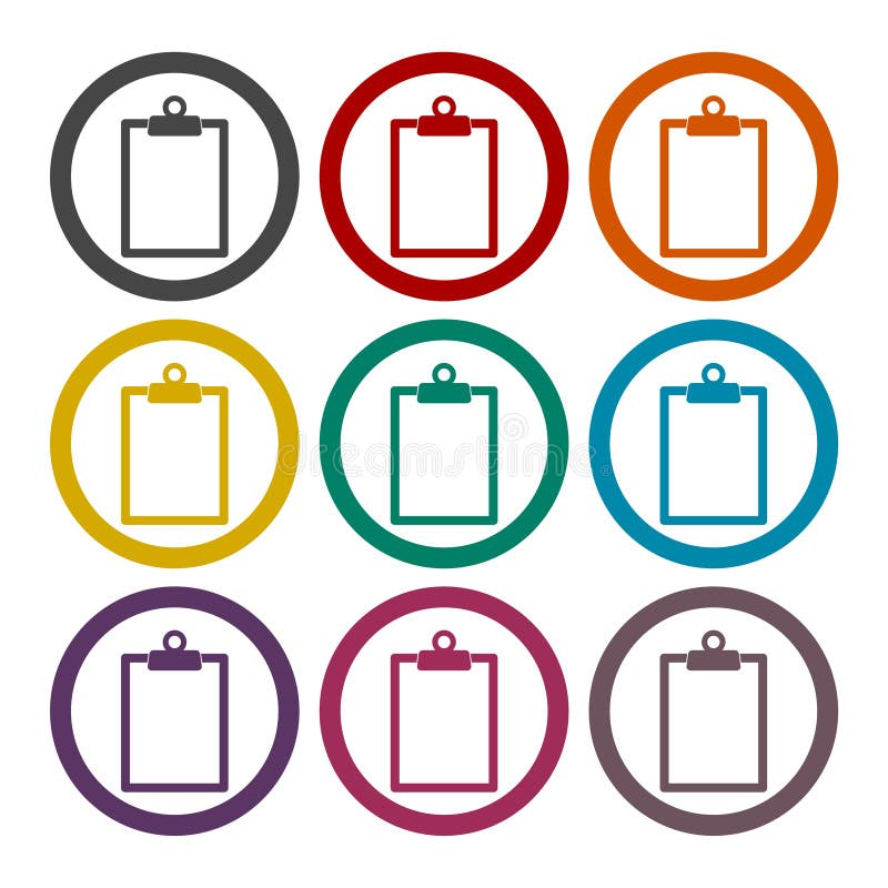 Black clipboard icons set stock illustration. Illustration of list
