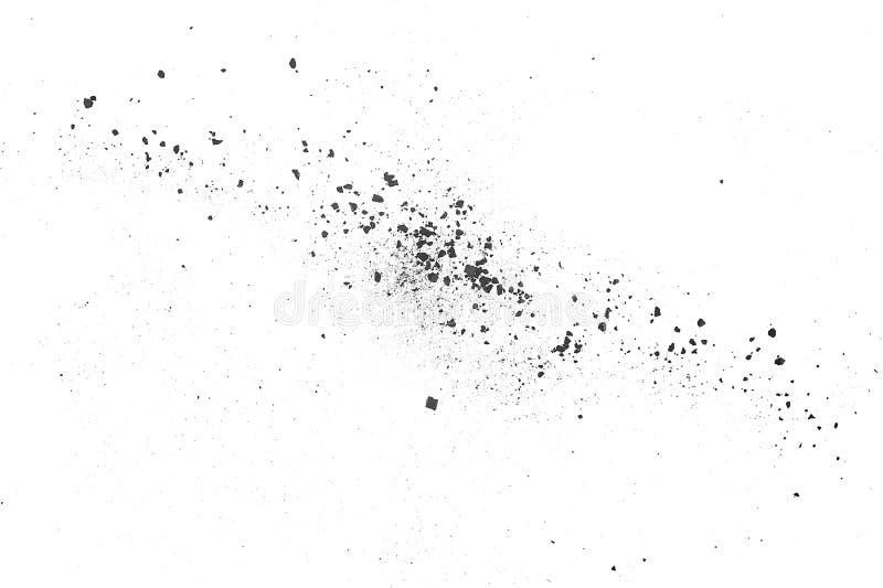 Black coal chunks, shattered pieces isolated on white background, top view. Black coal dust royalty free stock image
