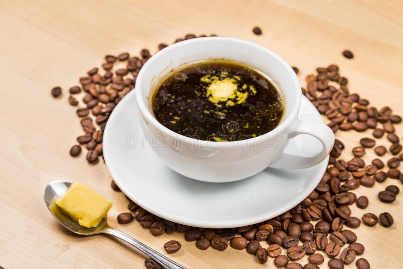 Black Coffee with Added Butter Stock Image Image of coffee, cookie