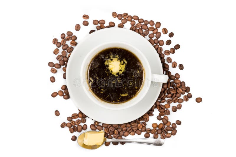 Black Coffee with Added Butter Stock Photo - Image of brew, health