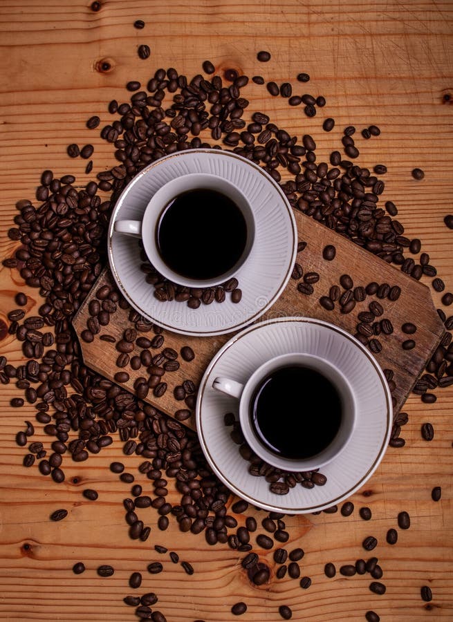 Black Coffee with Coffee Beans Stock Image Image of morning