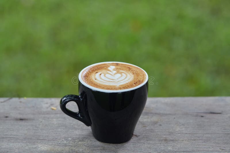 Black coffee cup latte art stock image. Image of coffee - 119963577