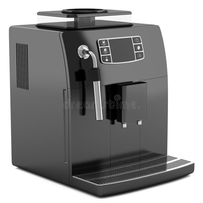 Black coffee machine isolated on white stock illustration