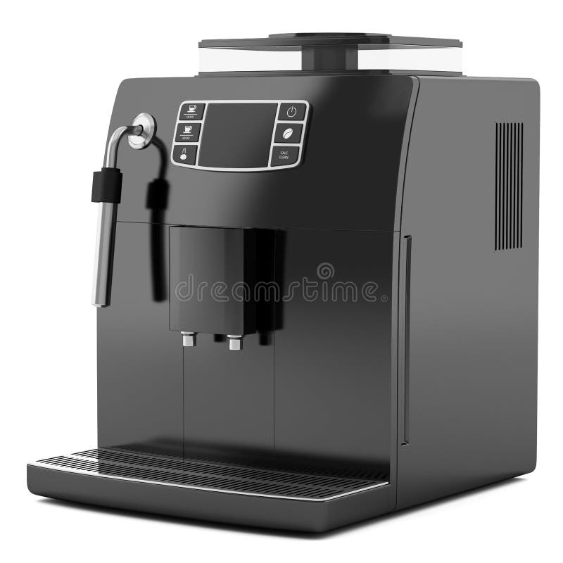 Black coffee machine isolated on white stock illustration