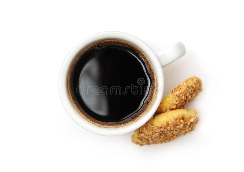 Black coffee and sesame biscuits