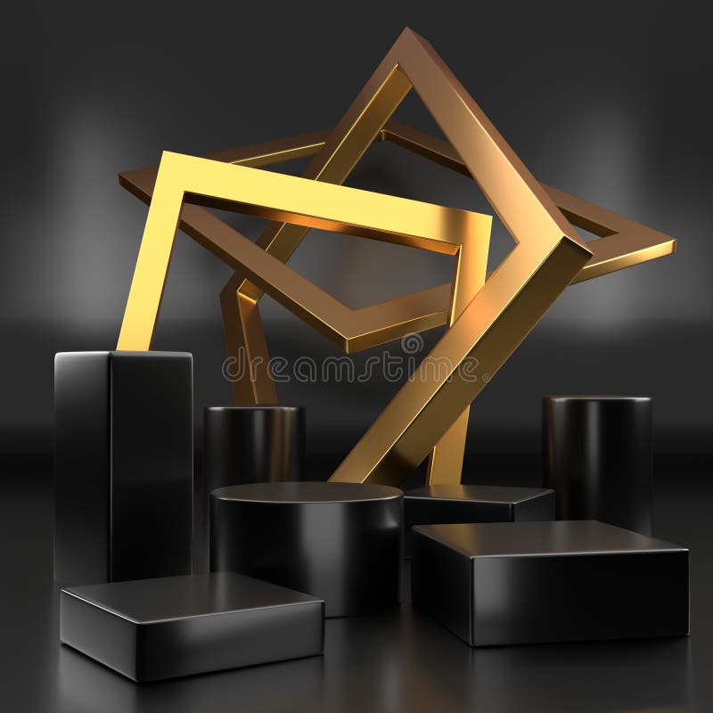 Black color podium with minimal style. Use for cosmetic or products presentations. 3D rendering royalty free illustration