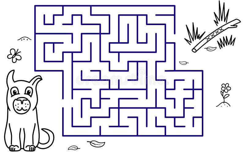 Cartoon dog maze game Royalty Free Vector Image