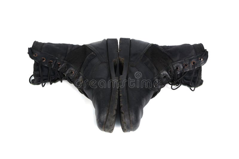 Black combat men boot, isolated on white background royalty free stock image