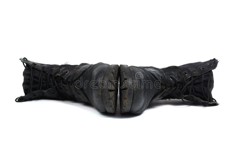 Black combat men boot, isolated on white background royalty free stock images