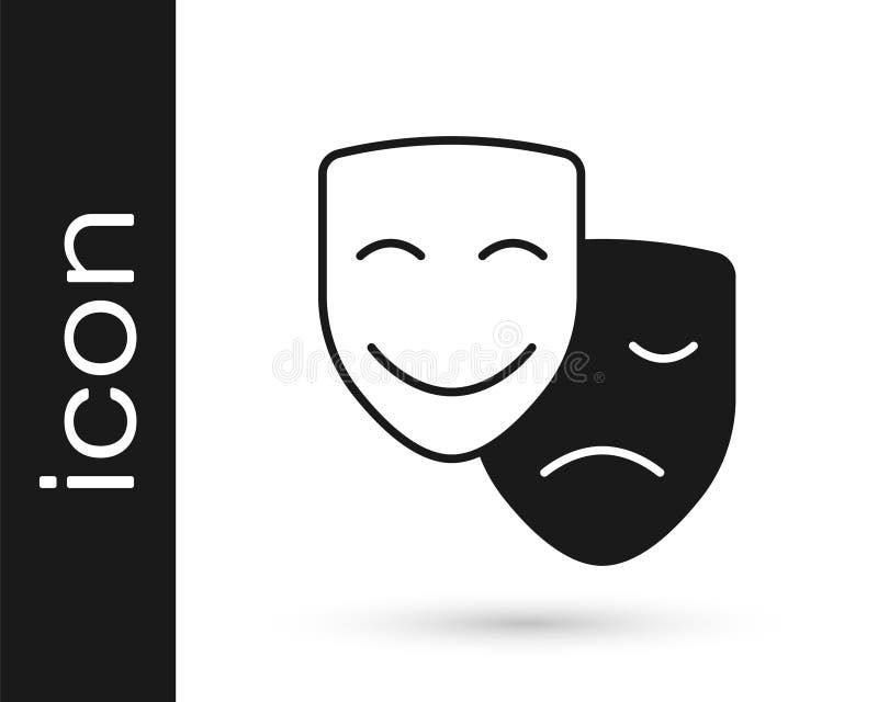 Black Comedy and Tragedy Theatrical Masks Icon Isolated Seamless