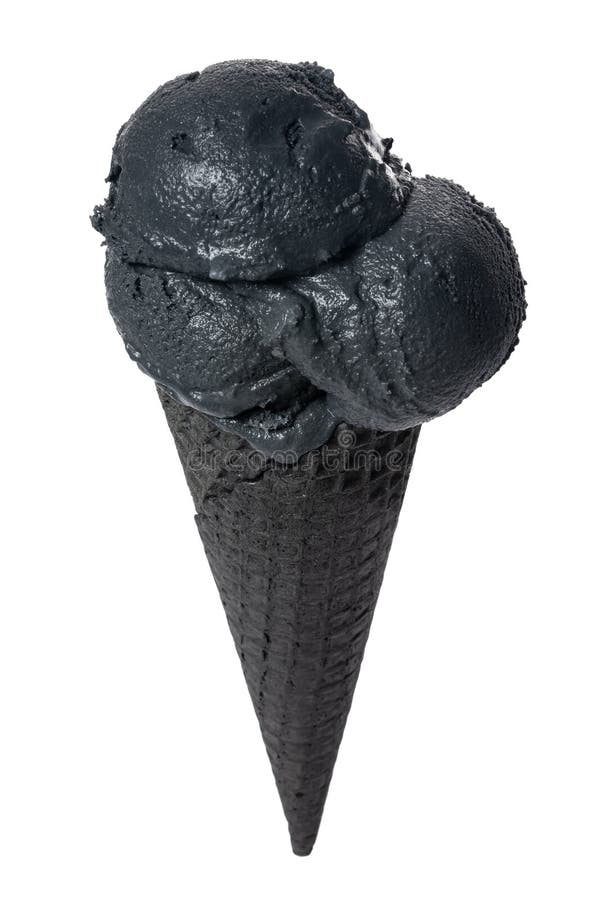 Black Scoop of Ice Cream Isolated on White Stock Photo Image of
