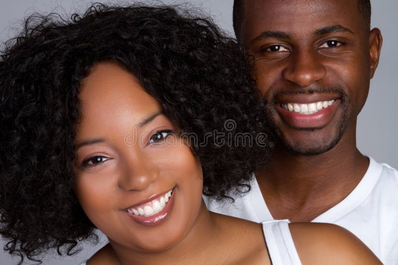 Black Couple Smiling royalty free stock image