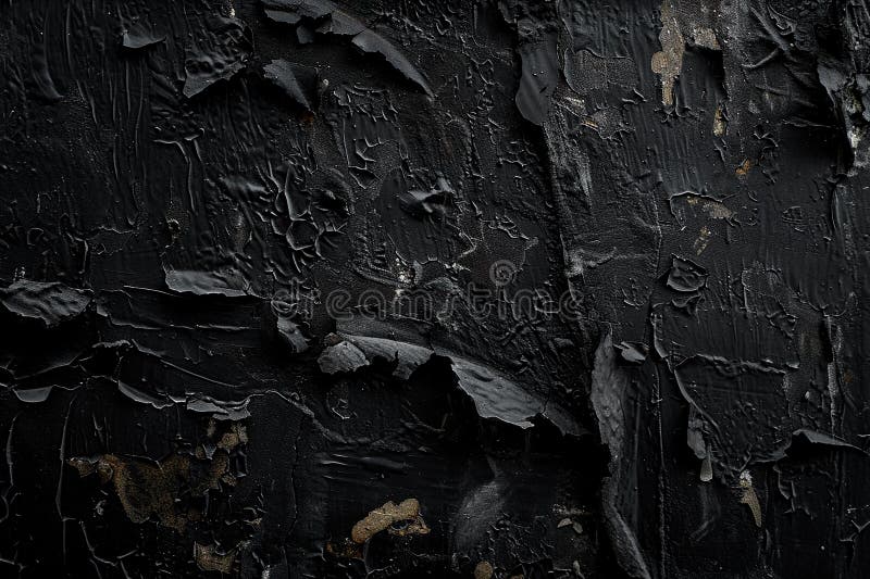 Black cracked concrete wall with peeling dark plaster. Grunge design background. Generative AI. Black cracked concrete wall with peeling dark plaster. Grunge design background. Generative AI