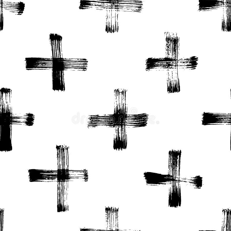 Hand Drawn Black Crosses Vector Seamless Pattern Stock Vector Illustration Of Black Simple