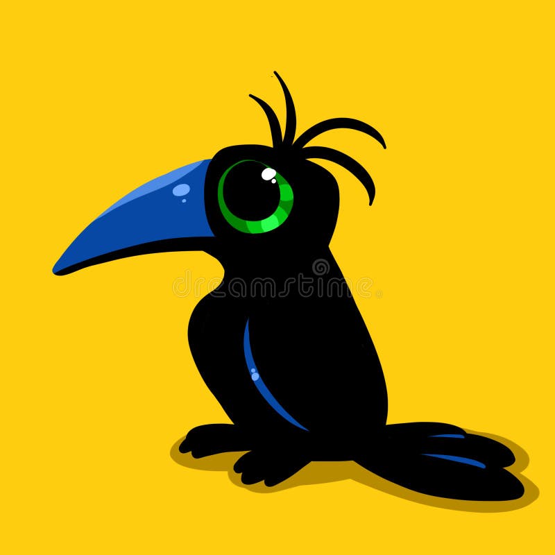 Black crow bird card character illustration cartoon royalty free illustration