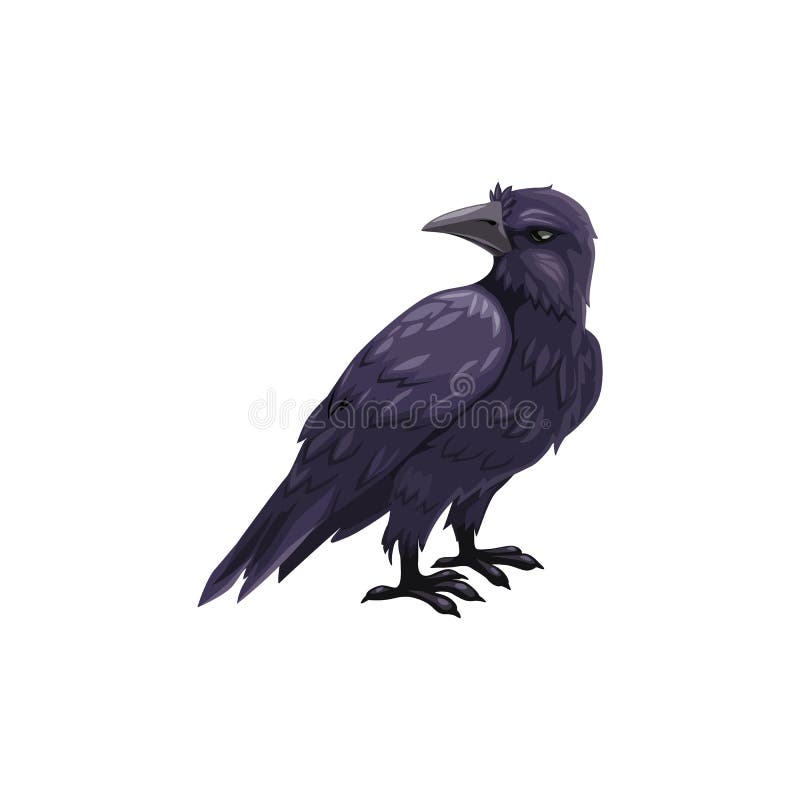 Black crow Halloween creepy character, raven bird royalty free illustration