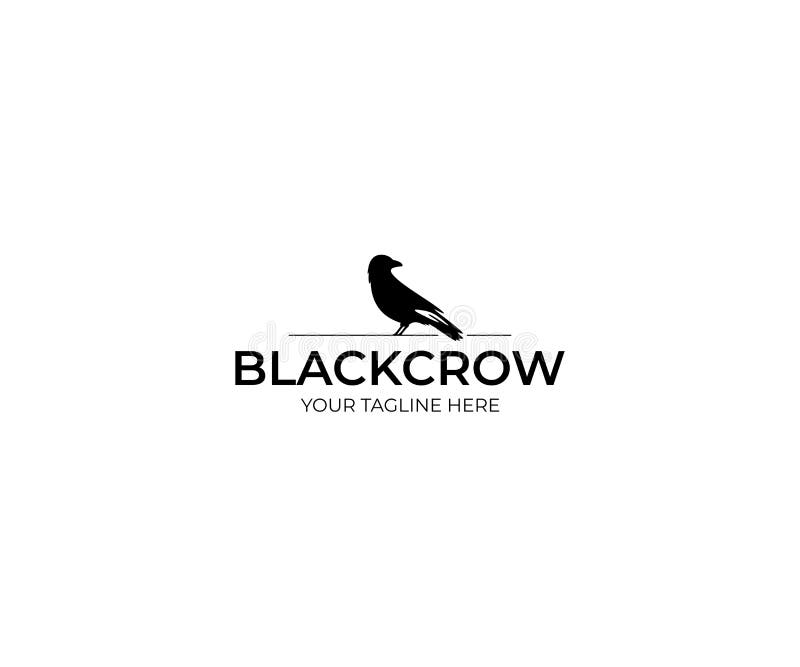Black Crow Logo Template. Raven Vector Design stock illustration