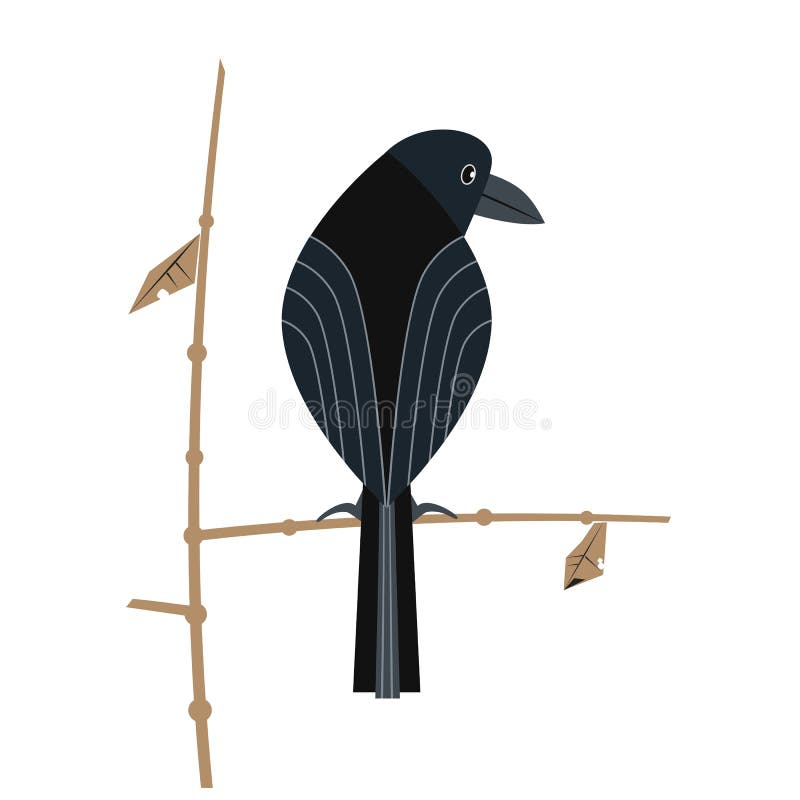 Black crow minimalistic flat color vector icon royalty free illustration