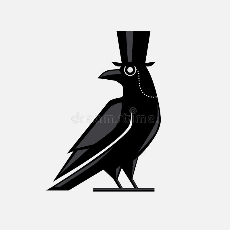 Black crow wearing hat vector vector illustration
