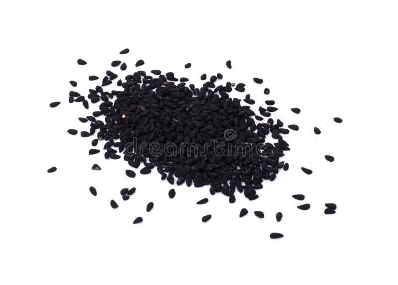 Black Cumin Seeds Isolated on a White Background Stock Image Image of