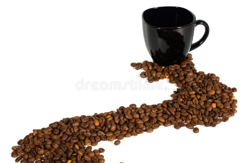 Black cup and coffee beans