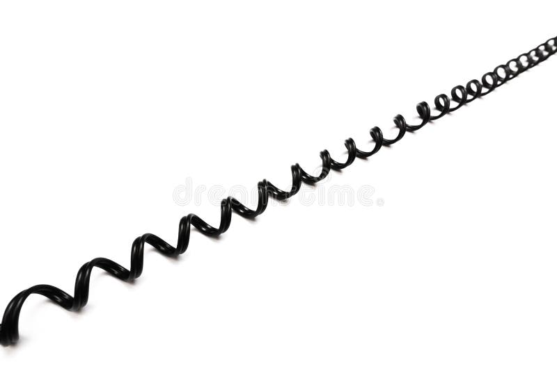Black curl power cable socket isolated on white background royalty free stock photos