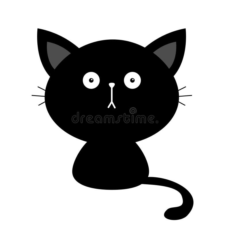 Cute Black Cat Icon. Funny Cartoon Character. Tail, Whisker, Big Eyes.  Royalty Free SVG, Cliparts, Vectors, and Stock Illustration. Image 83559696.