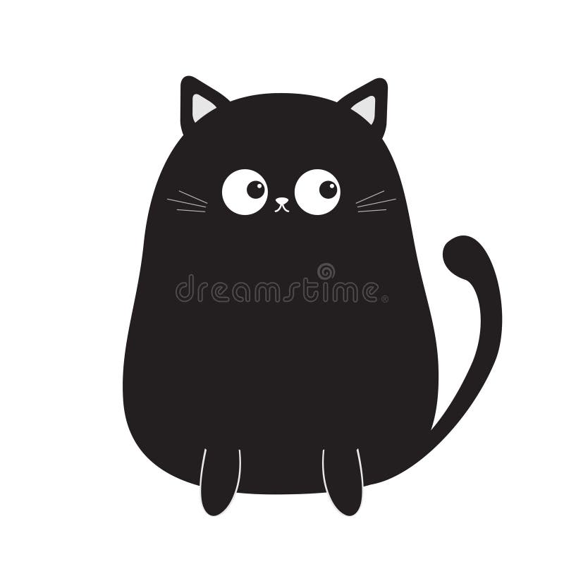 Cute Black Cat Icon. Funny Cartoon Character. Tail, Whisker, Big Eyes.  Royalty Free SVG, Cliparts, Vectors, and Stock Illustration. Image 83559696.