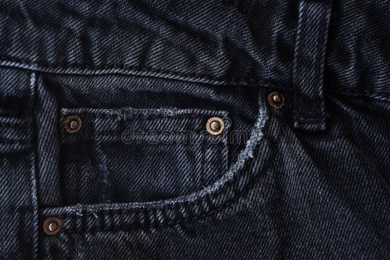 Black Denim Jeans With Pocket And Buttons Stock Photo - Image of style ...